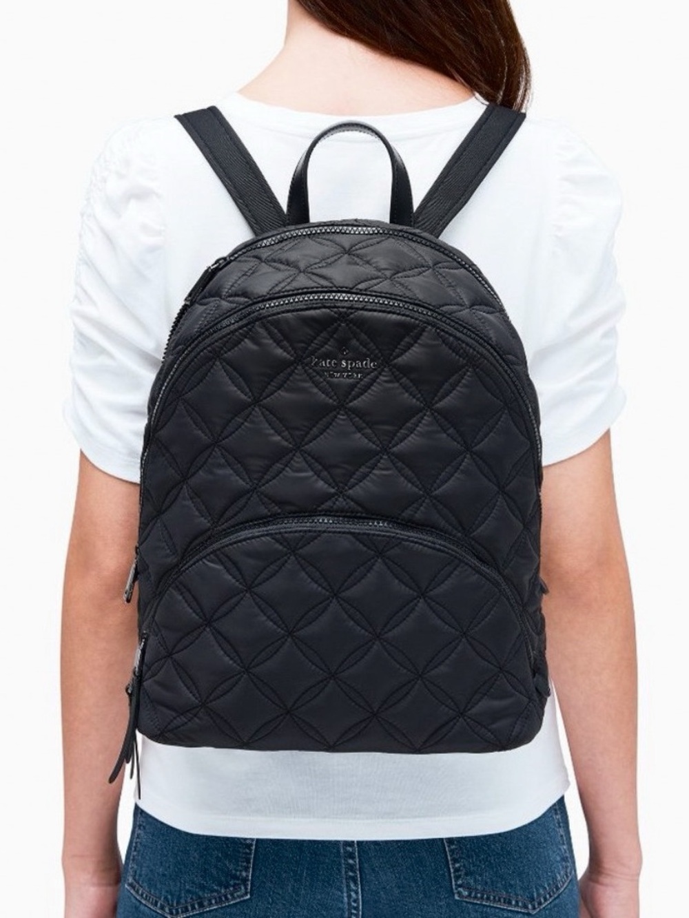 Kate Spade Karissa Nylon Quilted Large Backpack Bag in Black MSRP $329